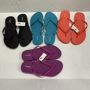Old Navy Flip Flop Sandals Womens Size 7 Lot Of 4 Multicolor Lightweight Rubber